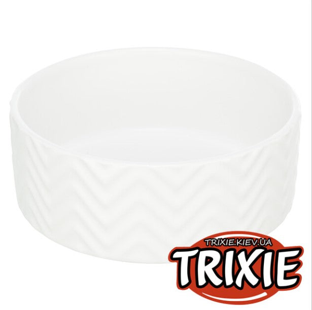 Comedouro de cerâmica branco Trixie para cão e gato