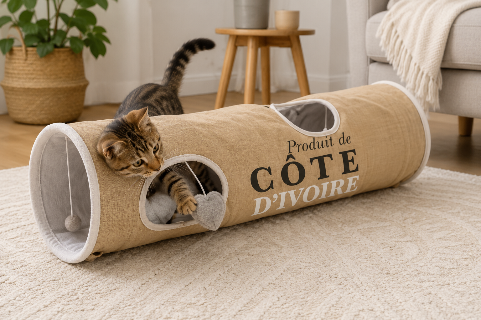 Túnel para gatos Côte d'ivore Jute - 120 x 25 x 25 cm