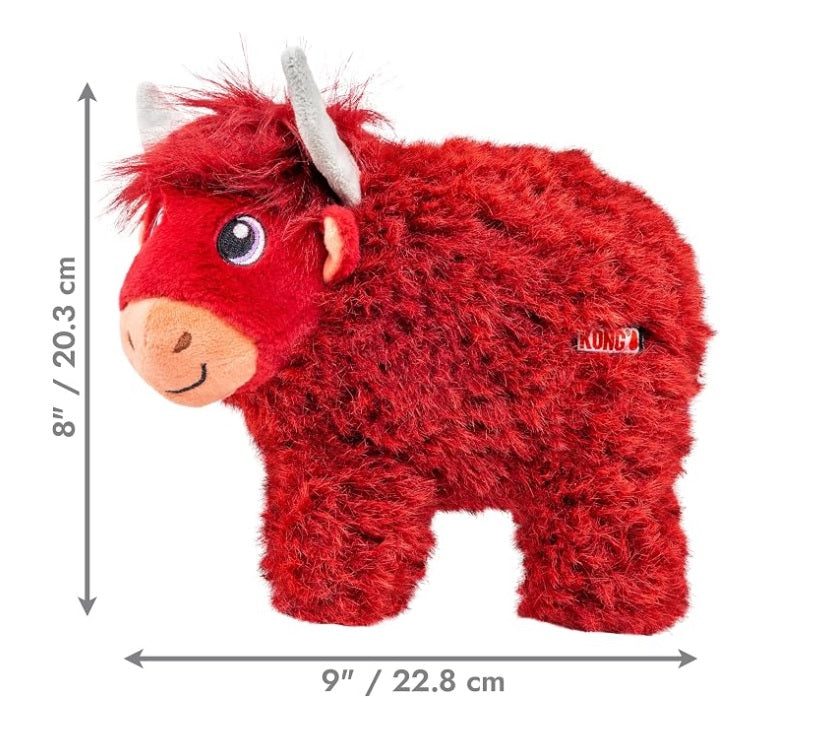 KONG Toughz Vaca Highland – Brinquedo de Pelúcia Durável para Cães | M